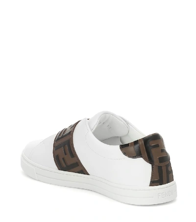 Shop Fendi Leather Sneakers In White