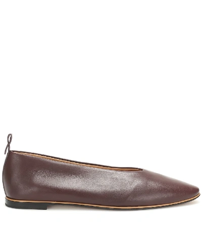 Shop Bottega Veneta Almond Leather Ballet Flats In Brown