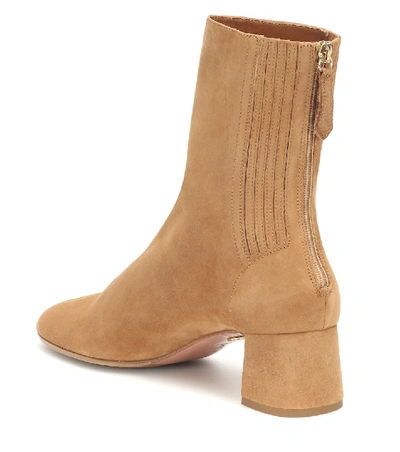 Shop Aquazzura Saint Honoré Suede Ankle Boots In Brown