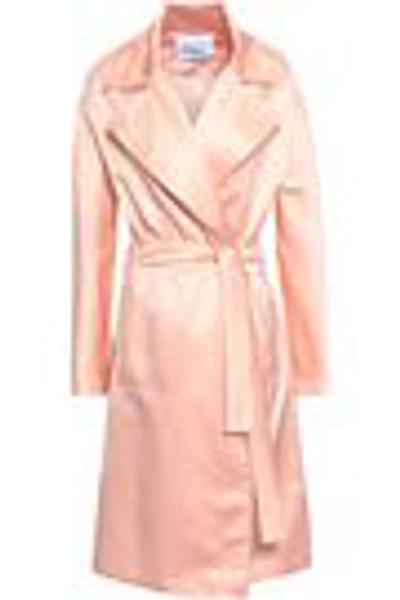 Shop Ainea Woman Belted Satin Trench Coat Peach