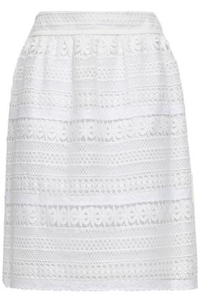 Shop Burberry Guipure Lace Skirt In White