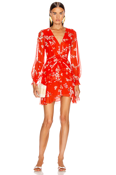 long sleeve silk mini dress