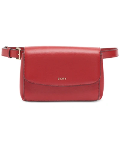 Shop Dkny Paige Leather Belt Bag, Created For Macy's In Rouge/gold