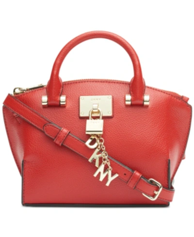 Shop Dkny Elissa Small Leather Satchel, Created For Macy's In Bright Red