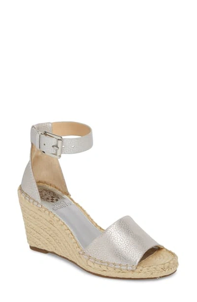 Shop Vince Camuto Leera Wedge Sandal In Metal Silver