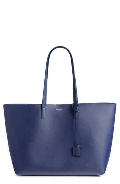 Shop Saint Laurent 'shopping' Leather Tote - Blue In Saphir