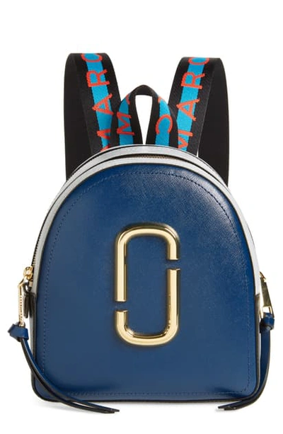 Shop Marc Jacobs Pack Shot Leather Backpack In Blue Sea Multi