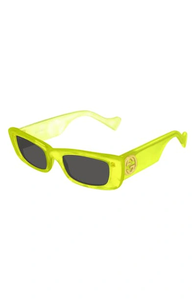 Shop Gucci 52mm Rectangle Sunglasses - Fluorescent Yellow Acetate