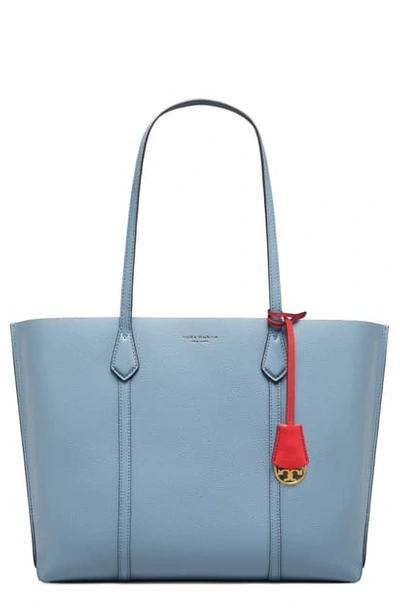 Shop Tory Burch Perry Leather Tote - Blue In Cloud Blue