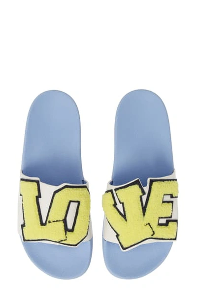 Shop Tory Sport Love Slide Sandal In White/ Yellow/ Navy