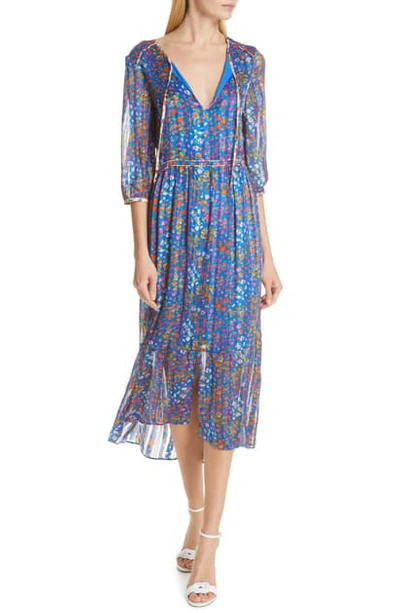 Ba&sh Reese Floral Midi Dress In Bleu | ModeSens