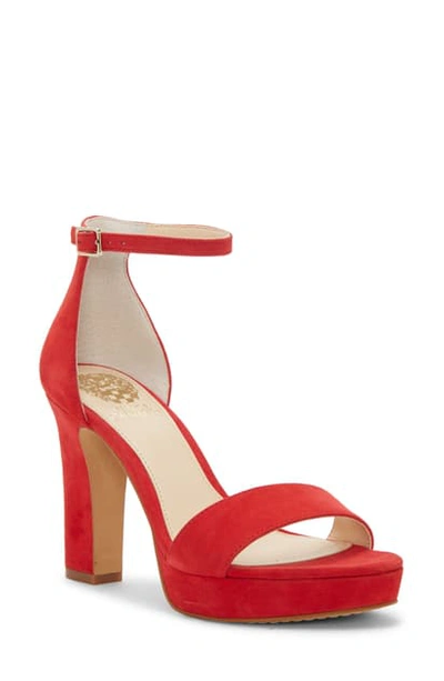 Shop Vince Camuto Sathina Sandal In Glamour Red Suede