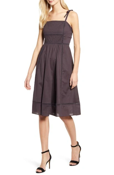 Shop Anne Klein Embroidered Fit & Flare Dress In Nantucket Grey
