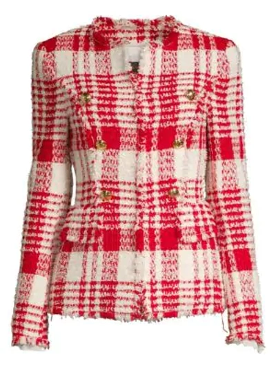 Shop Escada Betlu Fringe Tweed Jacket In Medium Red