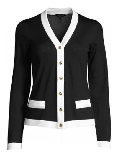 Shop Escada Sebill Contrast Trim Cardigan In Black