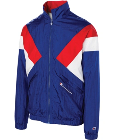 Shop Champion Men's C-life Nylon Colorblocked Warm-up Jacket In Surf The Web