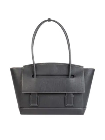 Shop Bottega Veneta Arco Leather Tote Bag In Black