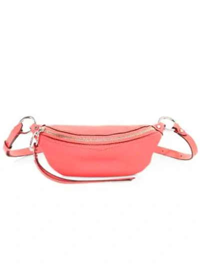 Shop Rebecca Minkoff Mini Bree Leather Belt Bag In Grapefruit