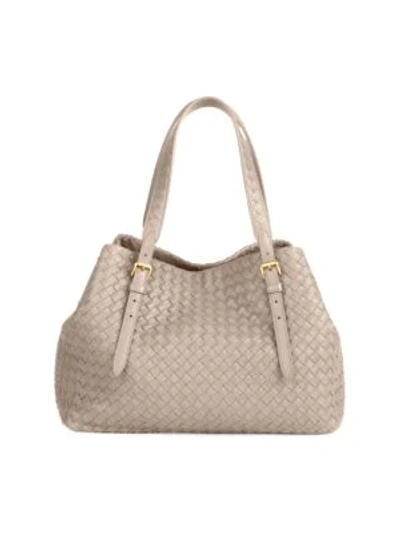 Shop Bottega Veneta Leather Tote In Limestone