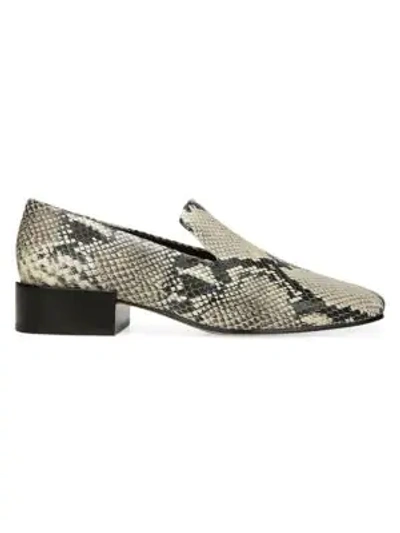 Shop Via Spiga Women's Baudelaire Square-toe Snakeskin-embossed Leather Loafers In Neutral