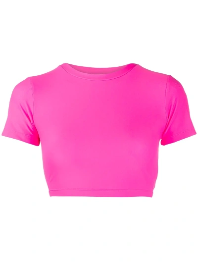 Shop Amen Cropped Jersey T-shirt - Pink