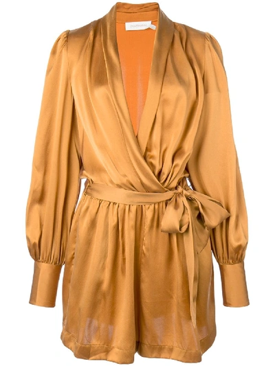 Shop Zimmermann Draped Design Playsuit - Yellow