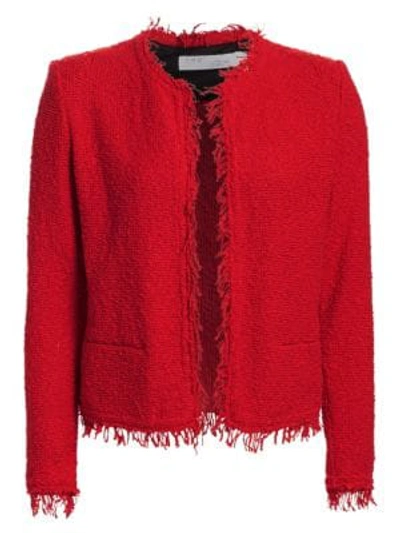 Shop Iro Shavani Fringe-trimmed Jacket In Red