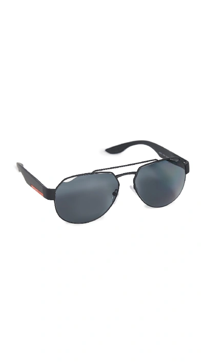 Shop Prada 0ps 57us Polarized Sunglasses In Black Rubber/dark Grey