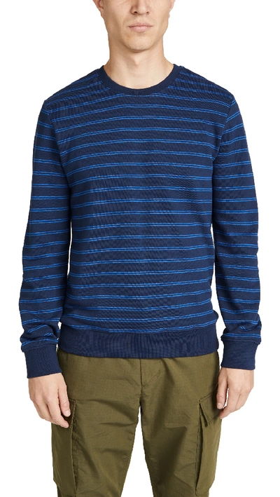 Shop Apc Striped Pullover Sweatshirt In Indigo