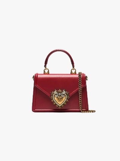 Shop Dolce & Gabbana Red Devotion Mini Leather Tote Bag