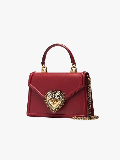 Shop Dolce & Gabbana Red Devotion Mini Leather Tote Bag