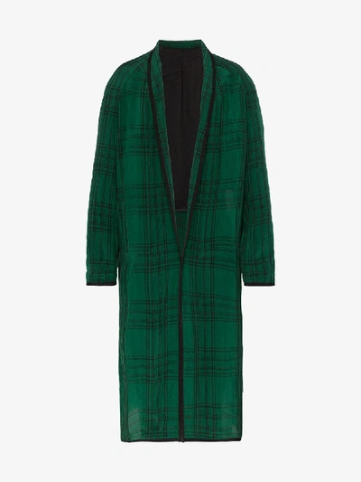 Shop Haider Ackermann Long Checked Robe Style Coat In Black