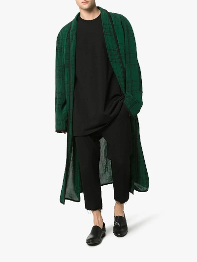 Shop Haider Ackermann Long Checked Robe Style Coat In Black