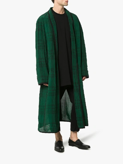 Shop Haider Ackermann Long Checked Robe Style Coat In Black