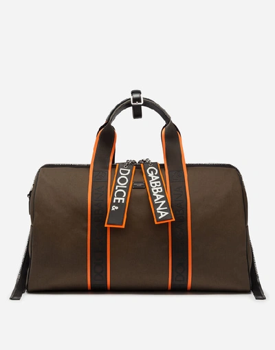 Shop Dolce & Gabbana Travel Bag In Canvas In Multi-colored