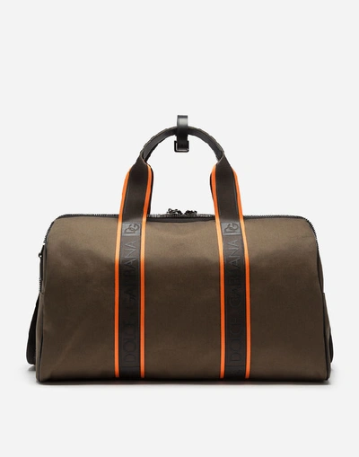 Shop Dolce & Gabbana Travel Bag In Canvas In Multi-colored