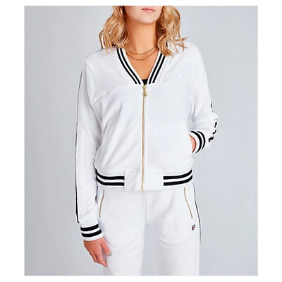 Shop Champion Women's Life Warm-up Terry Track Jacket In White Size X-large