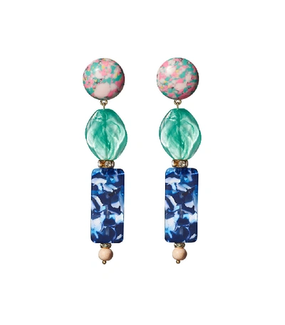 Shop Lele Sadoughi Stacked Stone Earrings In Ocean Blue