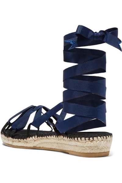 Shop Alighieri Lion And Pearl Embellished Grosgrain Espadrilles In Navy