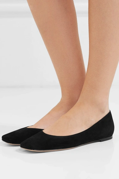 Shop Gianvito Rossi Suede Ballet Flats In Black