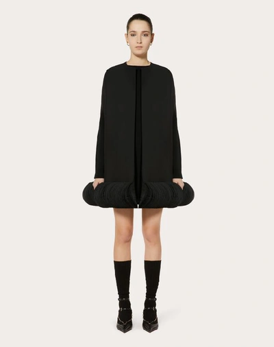 Shop Valentino Embroidered Crêpe Couture Cape In Black