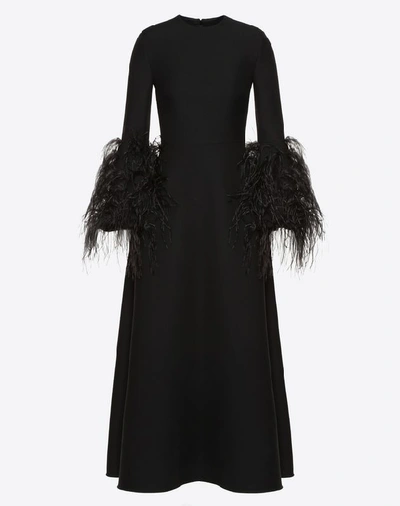 Shop Valentino Embellished Crepe Couture Dress In Black