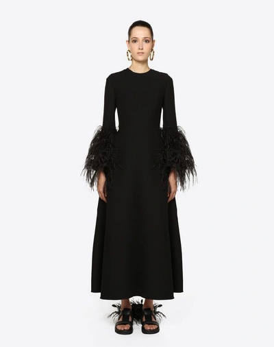 Shop Valentino Embellished Crepe Couture Dress In Black