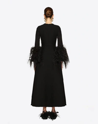 Shop Valentino Embellished Crepe Couture Dress In Black