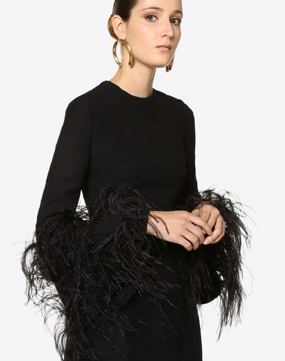 Shop Valentino Embellished Crepe Couture Dress In Black