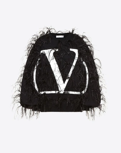 Shop Valentino Vlogo Embroidered Sweatshirt In Black