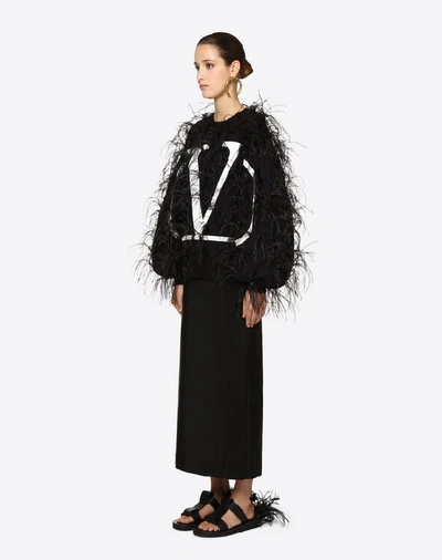 Shop Valentino Vlogo Embroidered Sweatshirt In Black