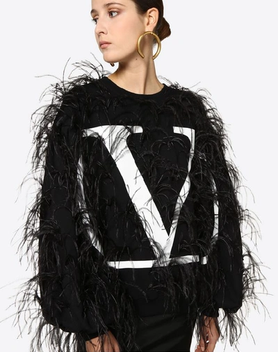 Shop Valentino Vlogo Embroidered Sweatshirt In Black