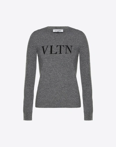 Shop Valentino Vltn Cashmere Wool Jumper In Grey