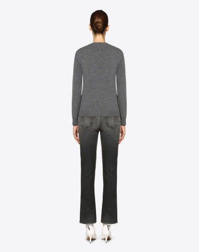 Shop Valentino Vltn Cashmere Wool Jumper In Grey